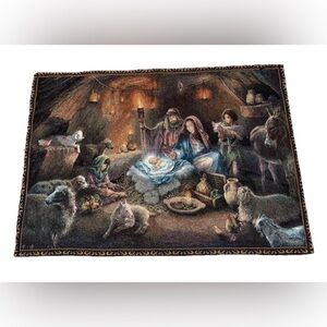 VTG Fine Art Tapestry 'No Room at the Inn' by Tom Dubois Vintage Religious Decor